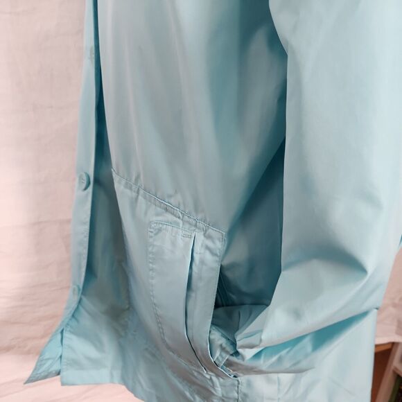 Norm Thompson Women Blue Windbreaker Lightweight Jacket Large Button Front Hood - Picture 10 of 16
